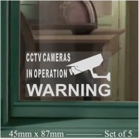 5 x Small - Monitored by CCTV Video Recording Camera Security Warning Window Stickers-Self Adhesive Vinyl Sign 